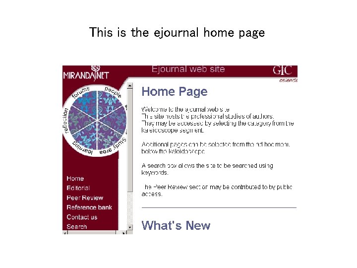 This is the ejournal home page 