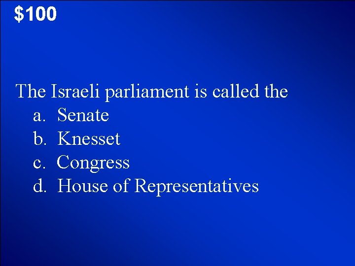 © Mark E. Damon - All Rights Reserved $100 The Israeli parliament is called