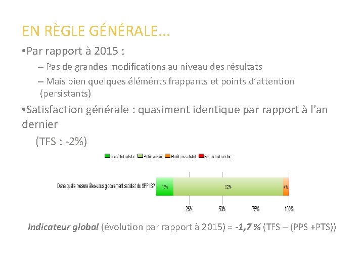 EN RÈGLE GÉNÉRALE. . . • Par rapport à 2015 : – Pas de