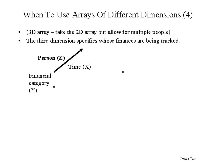 When To Use Arrays Of Different Dimensions (4) • (3 D array – take