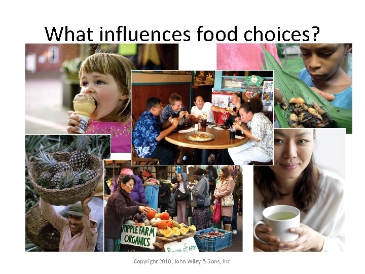 What influences food choices? Copyright 2010, John Wiley & Sons, Inc. 