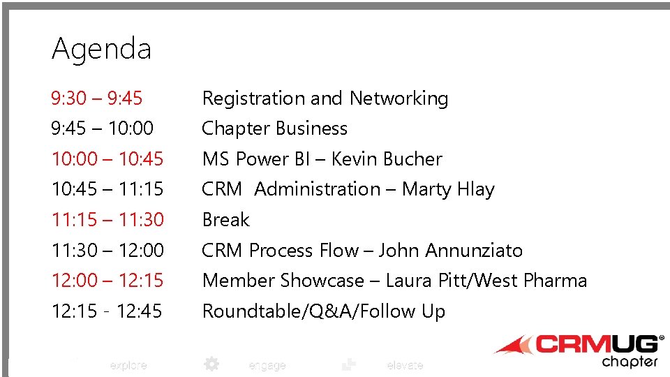 Agenda 9: 30 – 9: 45 Registration and Networking 9: 45 – 10: 00