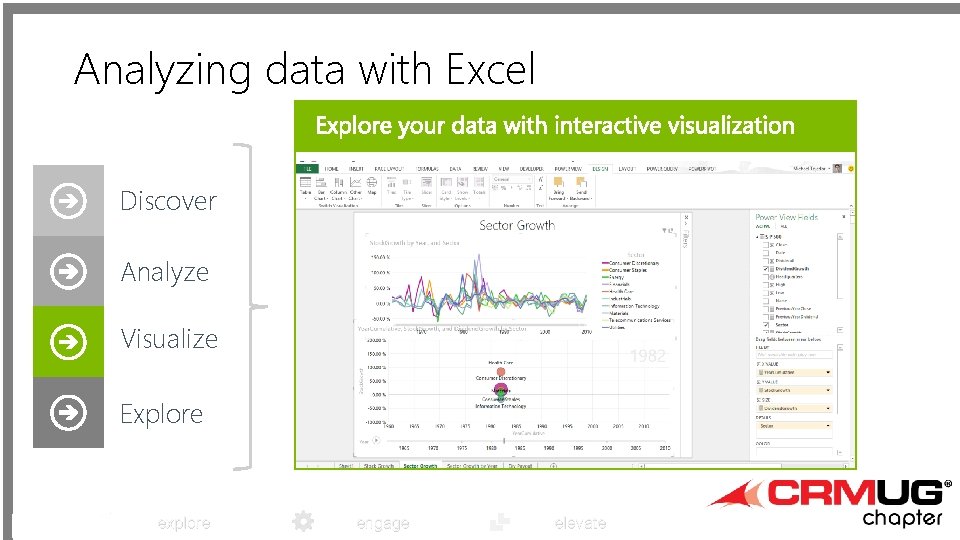 Analyzing data with Excel Discover Analyze Visualize Explore engage elevate 