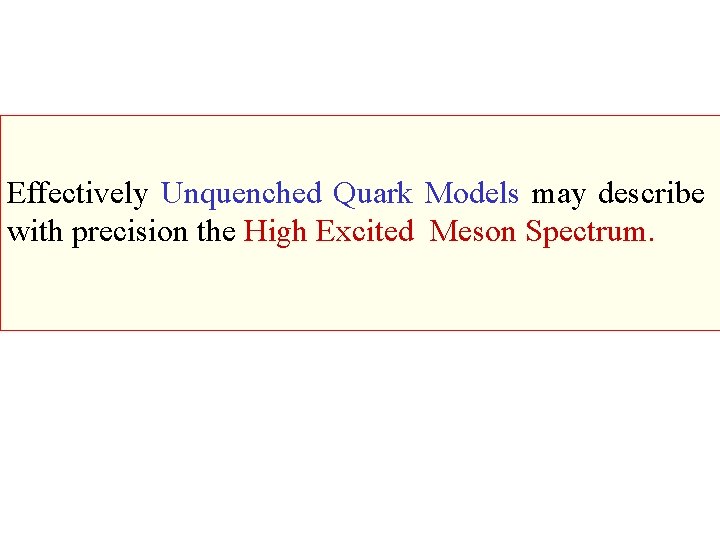 Effectively Unquenched Quark Models may describe with precision the High Excited Meson Spectrum. 
