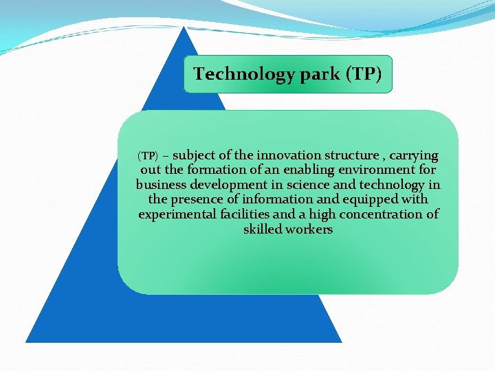 Technology park (TP) – subject of the innovation structure , carrying out the formation
