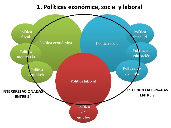 1. Políticas económica, social y laboral Política fiscal Política de salud Política económica Política