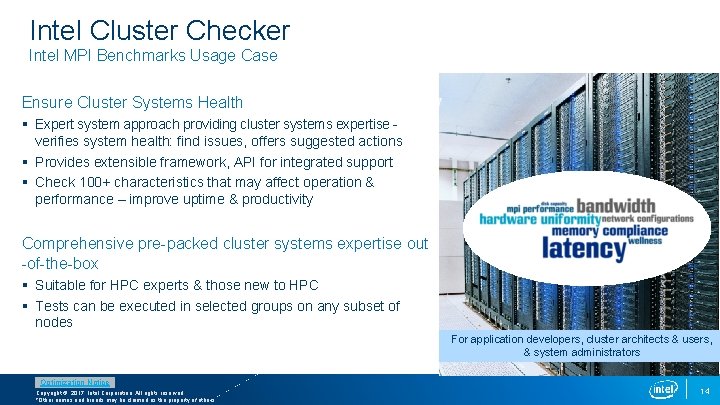 Use an Extensive Diagnostic Toolset for High Performance Intel Cluster Checker Compute Clusters—Intel® Cluster