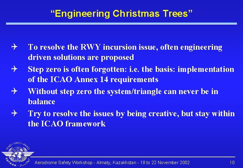 “Engineering Christmas Trees” Q Q To resolve the RWY incursion issue, often engineering driven