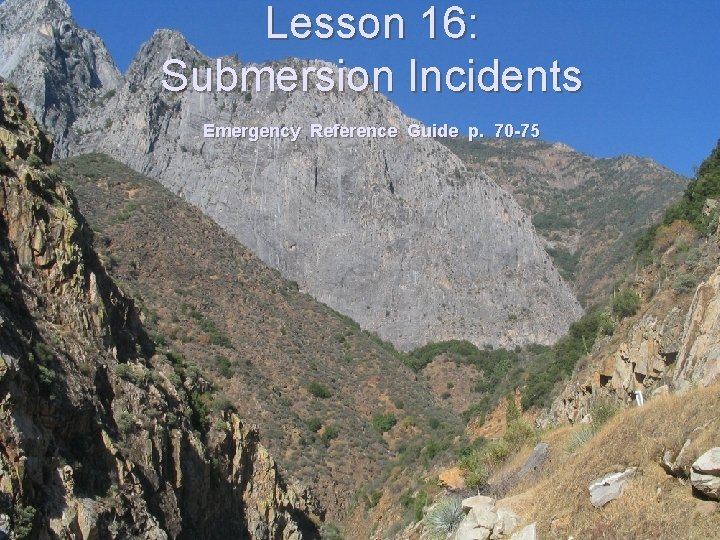 Lesson 16: Submersion Incidents Emergency Reference Guide p. 70 -75 