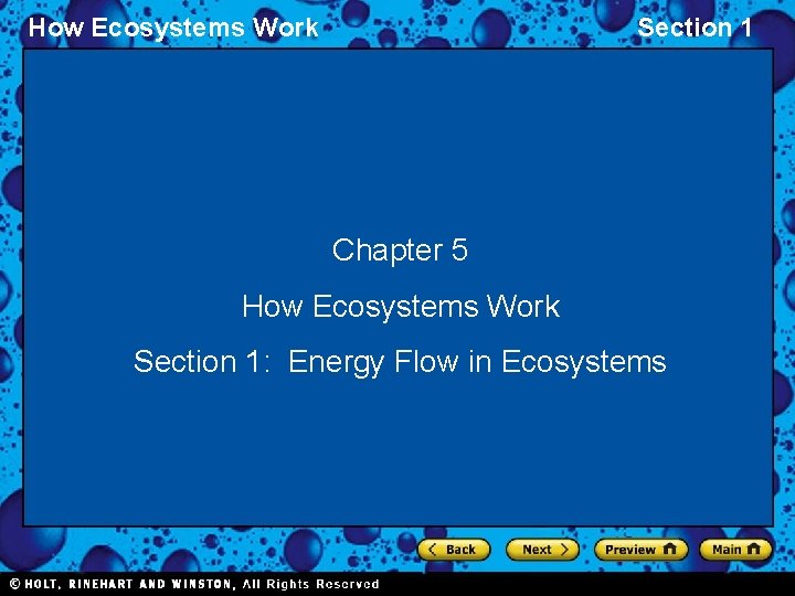 How Ecosystems Work Section 1 Chapter 5 How Ecosystems Work Section 1: Energy Flow