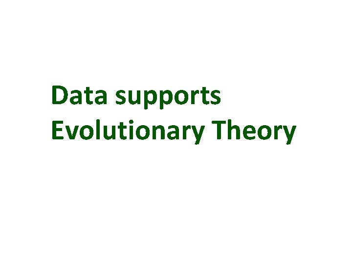 Data supports Evolutionary Theory 