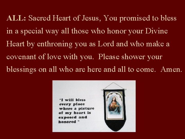 ALL: Sacred Heart of Jesus, You promised to bless in a special way all