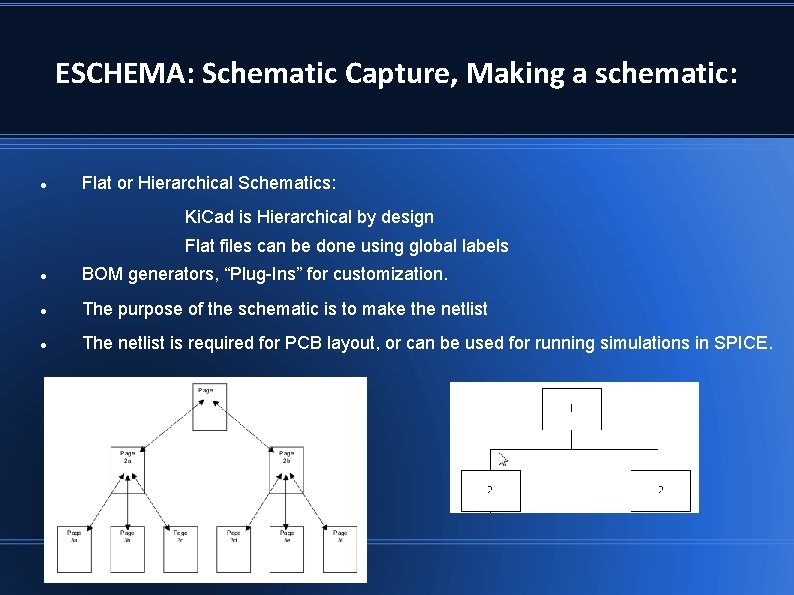 ESCHEMA: Schematic Capture, Making a schematic: Flat or Hierarchical Schematics: Ki. Cad is Hierarchical ESCHEMA: Schematic Capture, Making a schematic: Flat or Hierarchical Schematics: Ki. Cad is Hierarchical