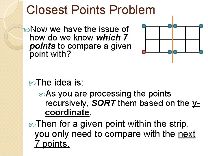 Closest Points Problem Now we have the issue of how do we know which