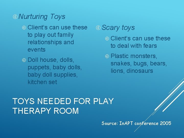  Nurturing Toys Client’s can use these to play out family relationships and events