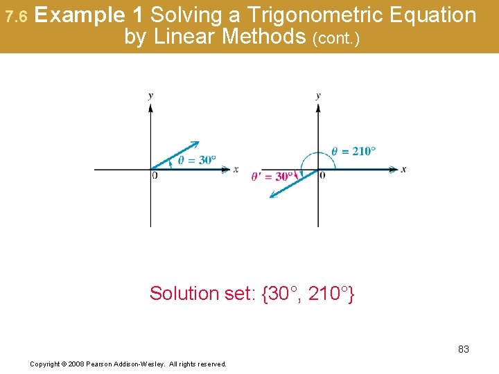 7. 6 Example 1 Solving a Trigonometric Equation by Linear Methods (cont. ) Solution