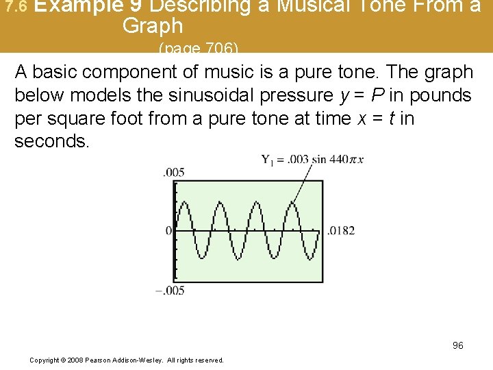 7. 6 Example 9 Describing a Musical Tone From a Graph (page 706) A