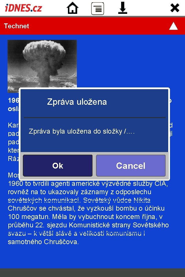  Technet 1961: Výbuch největší atomové bomby všech dob Zpráva uložena oslavil Komunistickou stranu