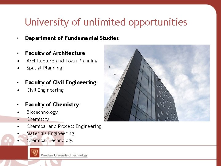 University of unlimited opportunities • Department of Fundamental Studies • Faculty of Architecture •