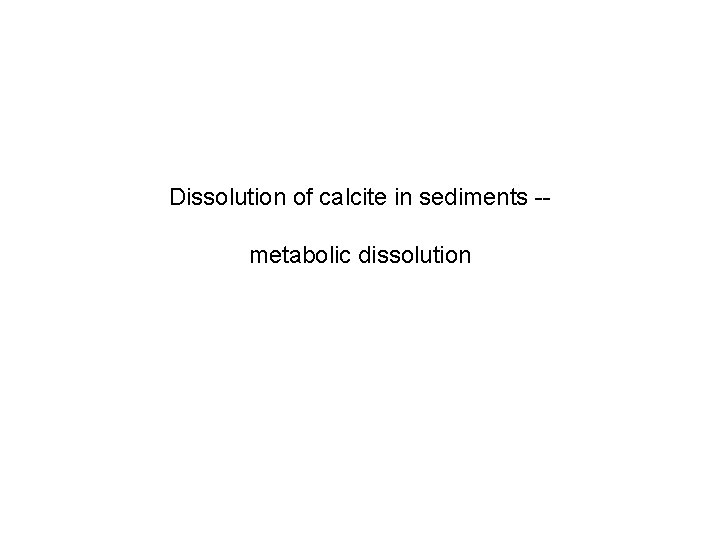 Dissolution of calcite in sediments -metabolic dissolution 