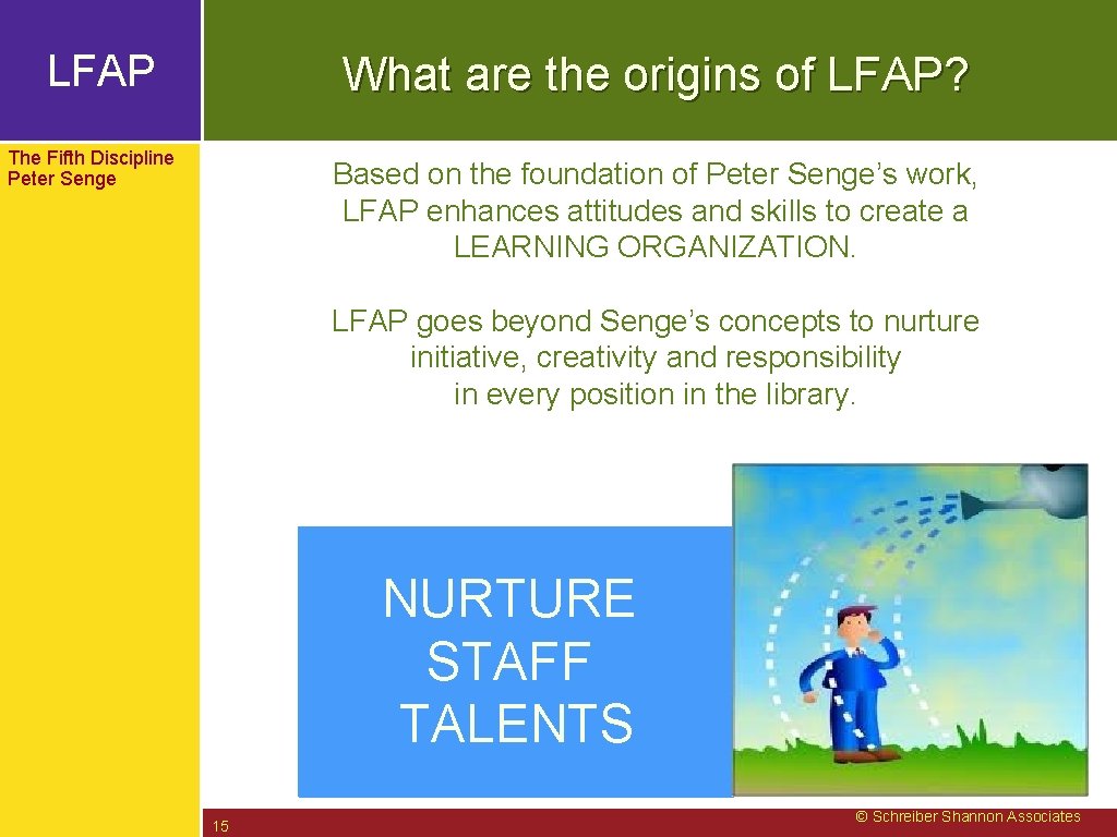 LFAP What are the origins of LFAP? The Fifth Discipline Peter Senge Based on