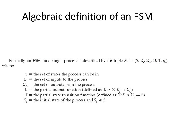 Algebraic definition of an FSM 