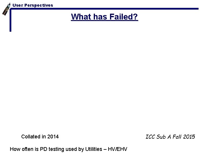 User Perspectives What has Failed? Collated in 2014 How often is PD testing used