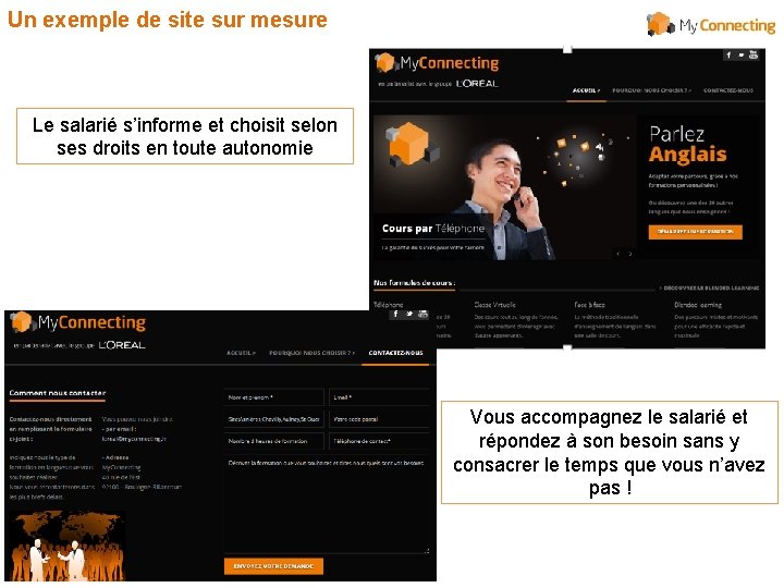 Un exemple de site sur mesure Le salarié s’informe et choisit selon ses droits