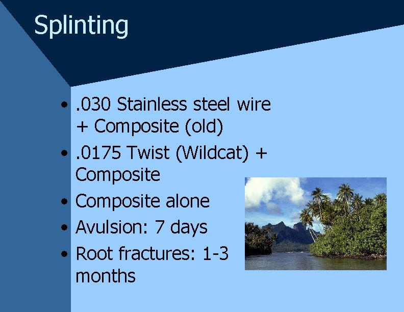 Splinting • . 030 Stainless steel wire + Composite (old) • . 0175 Twist Splinting • . 030 Stainless steel wire + Composite (old) • . 0175 Twist