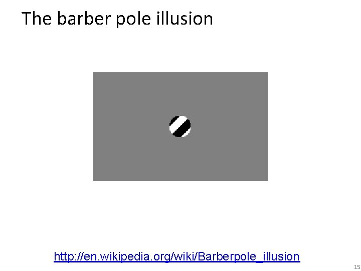 The barber pole illusion http: //en. wikipedia. org/wiki/Barberpole_illusion 15 