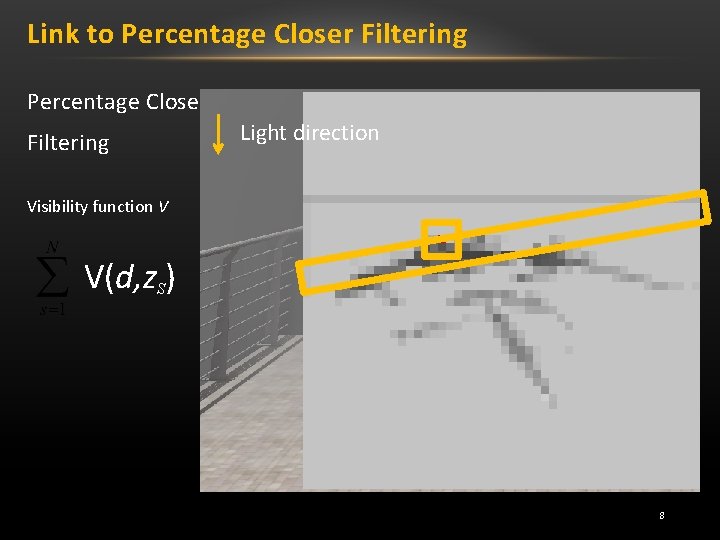 Link to Percentage Closer Filtering Light direction Visibility function V V(d, z. S) 8