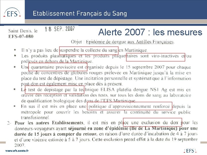 Alerte 2007 : les mesures 