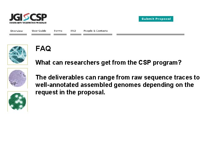FAQ What can researchers get from the CSP program? The deliverables can range from
