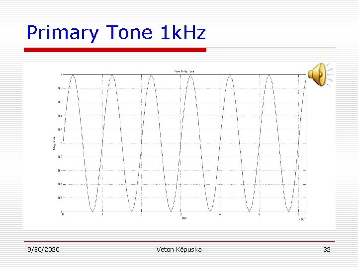 Primary Tone 1 k. Hz 9/30/2020 Veton Këpuska 32 