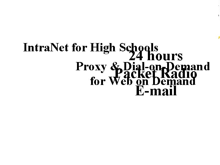 Intra. Net for High Schools 24 hours Proxy & Dial-on-Demand Packet Radio for Web