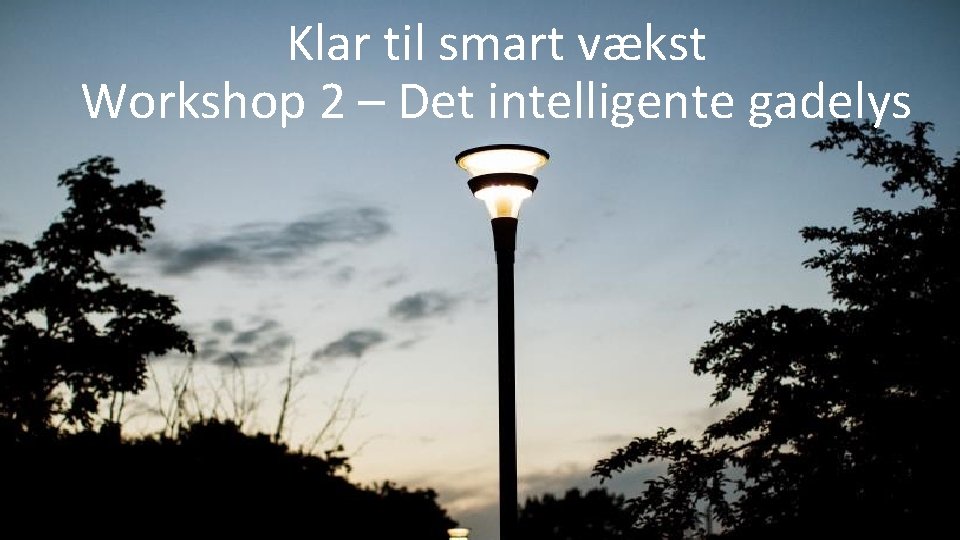 Klar til smart vækst Workshop 2 – Det intelligente gadelys Klar Til Smart Vækst
