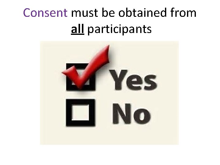 Consent must be obtained from all participants 