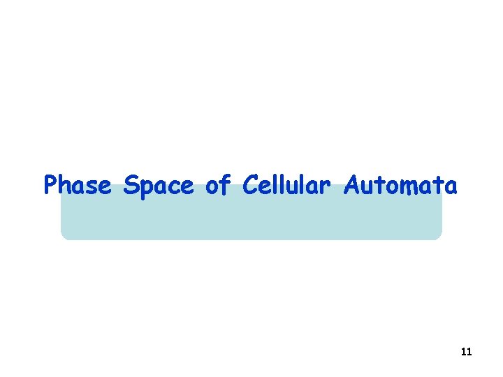 Phase Space of Cellular Automata 11 