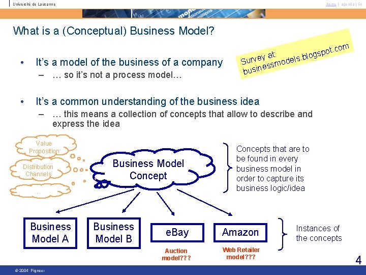 Université de Lausanne home | agenda | fin What is a (Conceptual) Business Model? Université de Lausanne home | agenda | fin What is a (Conceptual) Business Model?