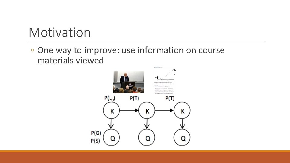 Motivation ◦ One way to improve: use information on course materials viewed Motivation ◦ One way to improve: use information on course materials viewed