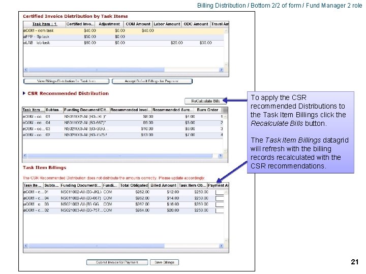 Billing Distribution / Bottom 2/2 of form / Fund Manager 2 role To apply