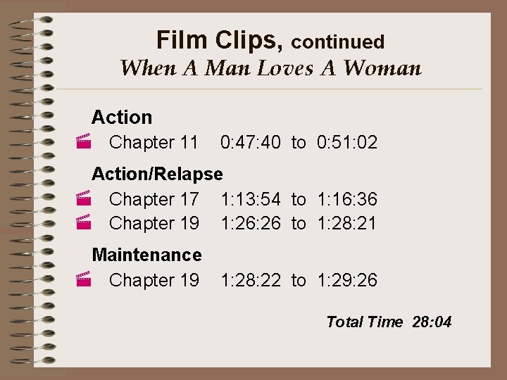 Film Clips, continued When A Man Loves A Woman Action · Chapter 11 0: