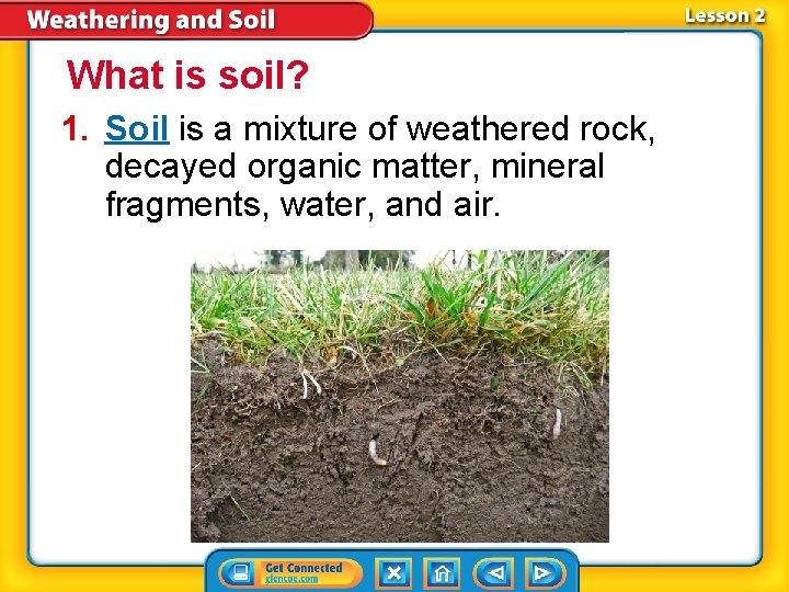 What is soil? 1. Soil is a mixture of weathered rock, decayed organic matter,