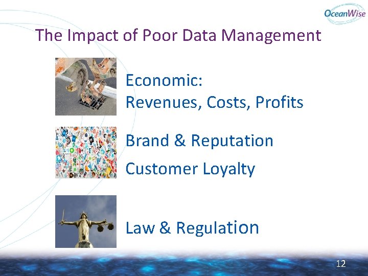 The Impact of Poor Data Management Economic: Revenues, Costs, Profits Brand & Reputation Customer