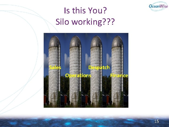 Is this You? Silo working? ? ? Sales Despatch Operations Finance 15 