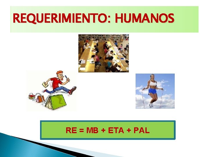 REQUERIMIENTO: HUMANOS RE = MB + ETA + PAL 