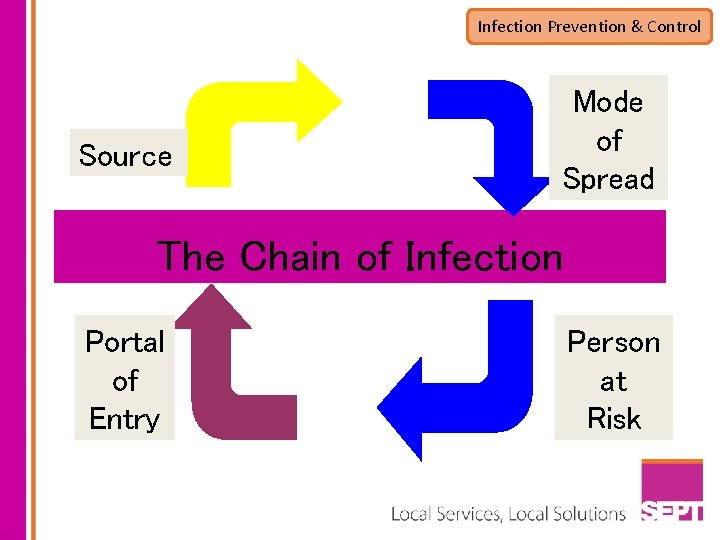 Infection Prevention & Control . Source Mode of Spread The Chain of Infection Portal