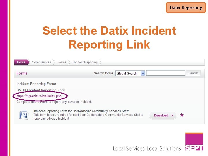 Datix Reporting Select the Datix Incident Reporting Link 