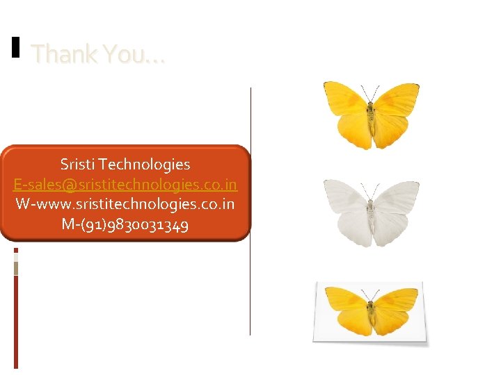 Thank You… Sristi Technologies E-sales@sristitechnologies. co. in W-www. sristitechnologies. co. in M-(91)9830031349 