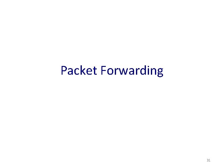 Packet Forwarding 31 